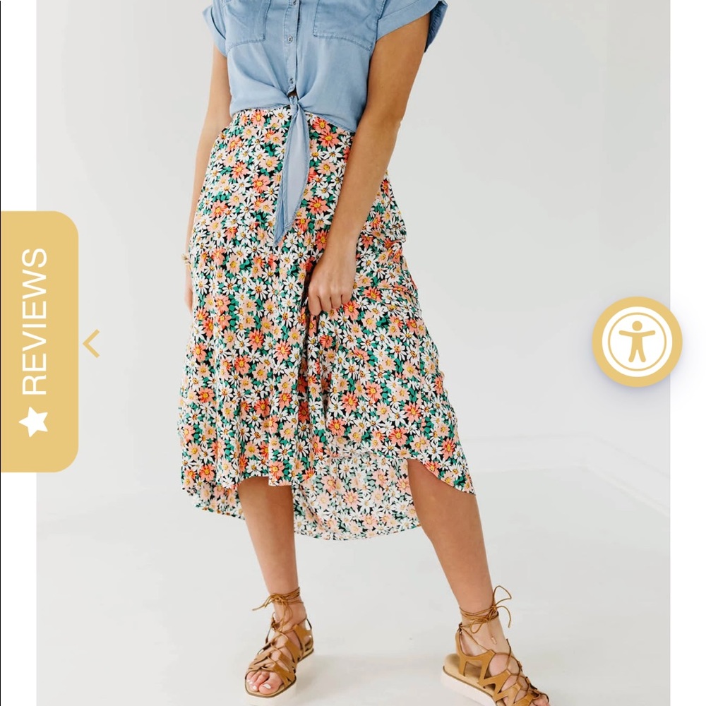 Mod Boutique Floral MIDI Skirt NWOT